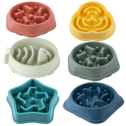 Pet Cat Dog Slow Food Bowl Fat Help Healthy Round Anti-choking Thickened And Non-slip Multiple Colors Shapes - ESSENTIALS365