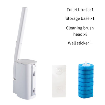 Disposable Toilet Brush with Cleaning Liquid Wall-Mounted Cleaning Tool for Bathroom