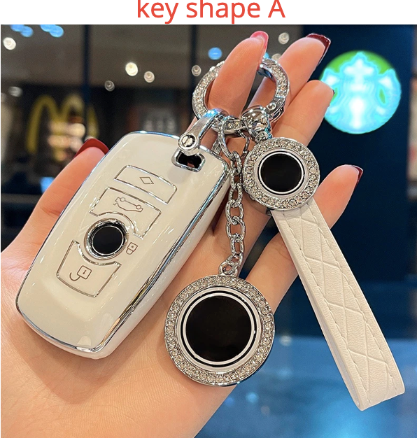 Leather Strap Ring Car Key Case Cover for BMW M1 M2 M6 M3 M4 M5 M8 X3M X5M X1 X4 X5 X6 IX3 Z4 I4 2 Series 4 5 8 6 GT 320i 440i - ESSENTIALS365