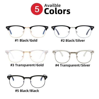 Classic Semi Rimless Anti Blue Light Blocking Glasses Men Square Ray Filter Eyeglasses Frames Computer Women Goggles - ESSENTIALS365