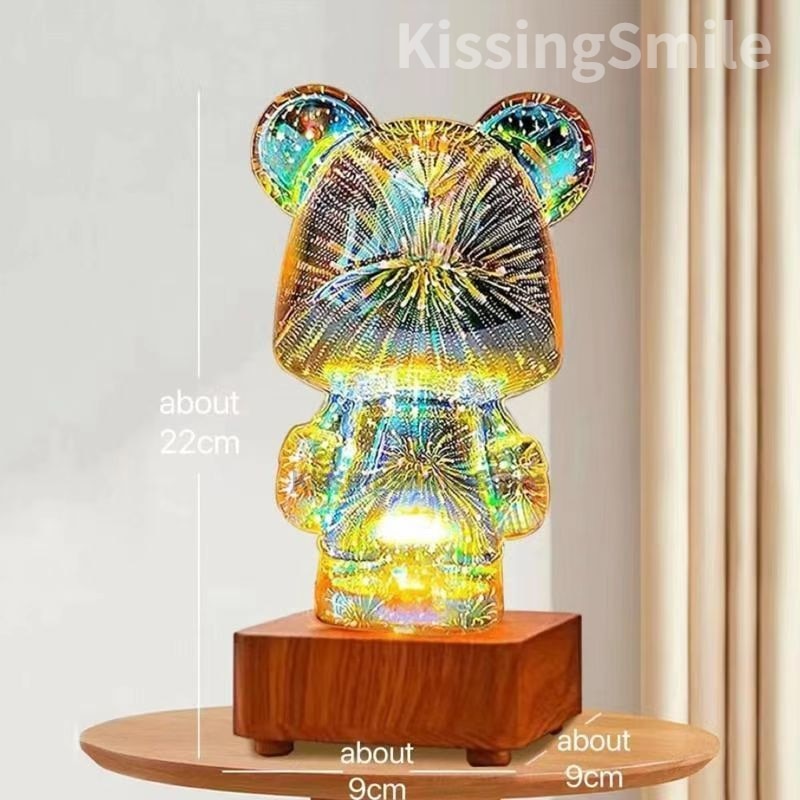 3D Fireworks Bear LED Night Light Room Atmosphere Light Desktop Decoration Night Lamp