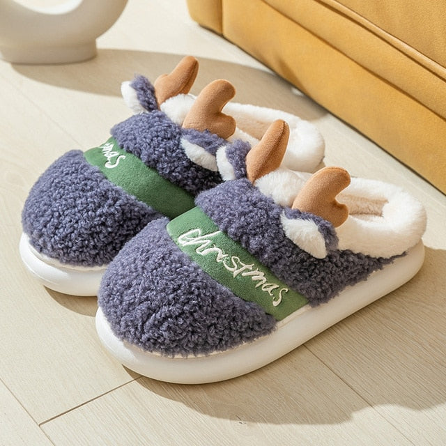 Thick Sole Christmas Deer Slippers - ESSENTIALS365