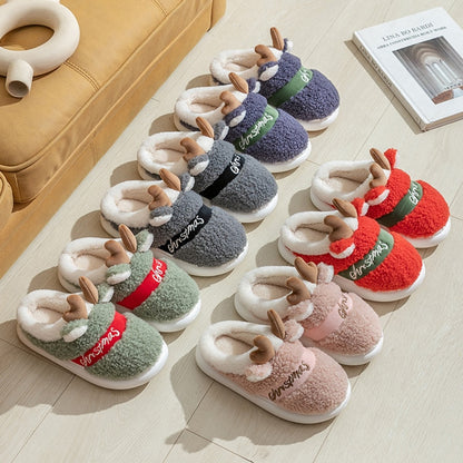 Thick Sole Christmas Deer Slippers - ESSENTIALS365