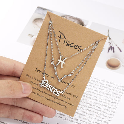 Zodiac Sign Necklace With Cardboard Card - ESSENTIALS365