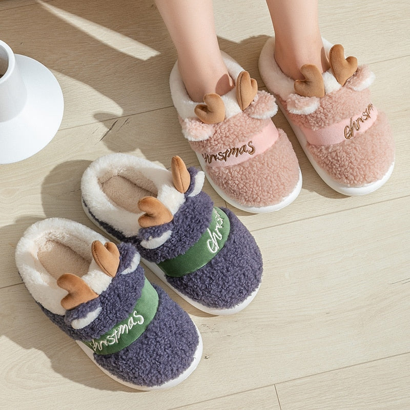 Thick Sole Christmas Deer Slippers - ESSENTIALS365