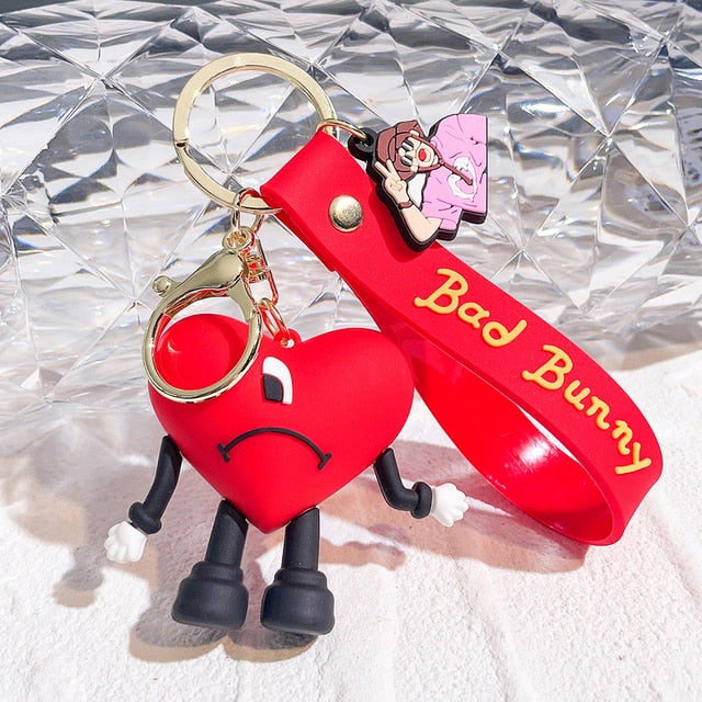 Cute Bad Bunny Heart Keychain - ESSENTIALS365