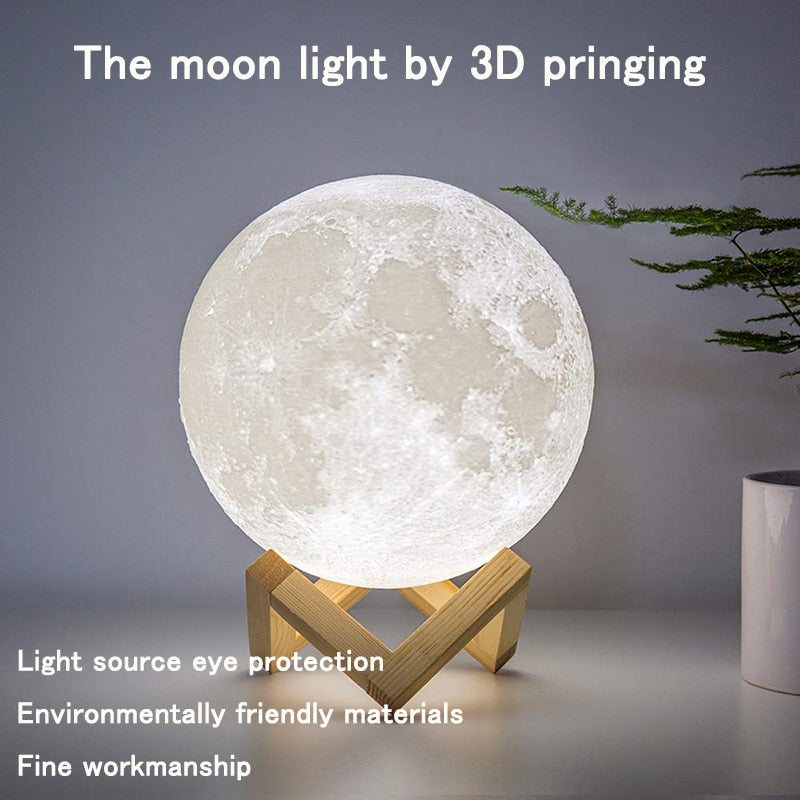 USB Rechargeable 3D Print Moon Lamp - ESSENTIALS365