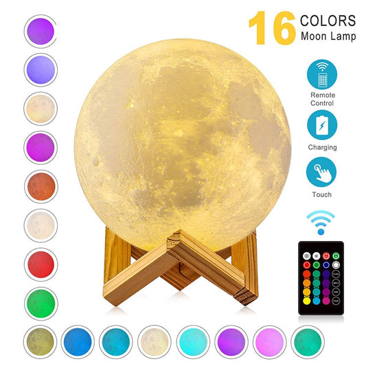 USB Rechargeable 3D Print Moon Lamp - ESSENTIALS365