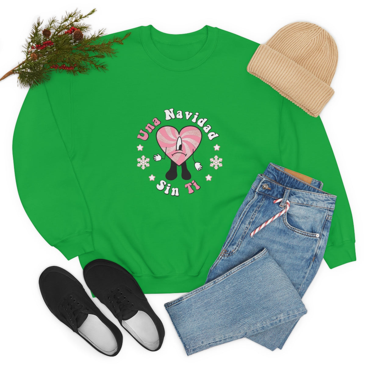 Bad Bunny Christmas Sweatshirt, Retro Vintage Bad Bunny Shirt, Una Navidad Sin Ti Sweatshirt, Pop Music lover Gift,Bad Bunny Xmas Gifts Tees - ESSENTIALS365