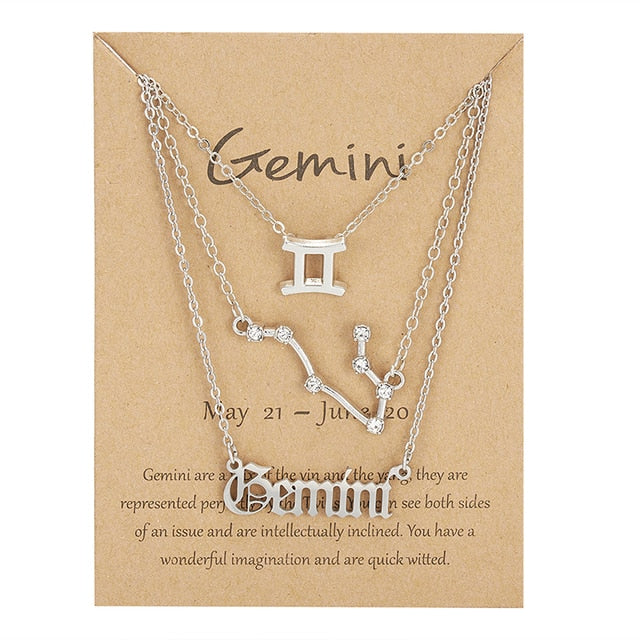 Zodiac Sign Necklace With Cardboard Card - ESSENTIALS365