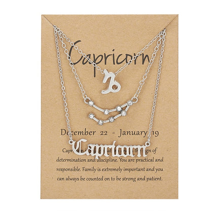 Zodiac Sign Necklace With Cardboard Card - ESSENTIALS365