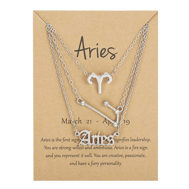 Zodiac Sign Necklace With Cardboard Card - ESSENTIALS365